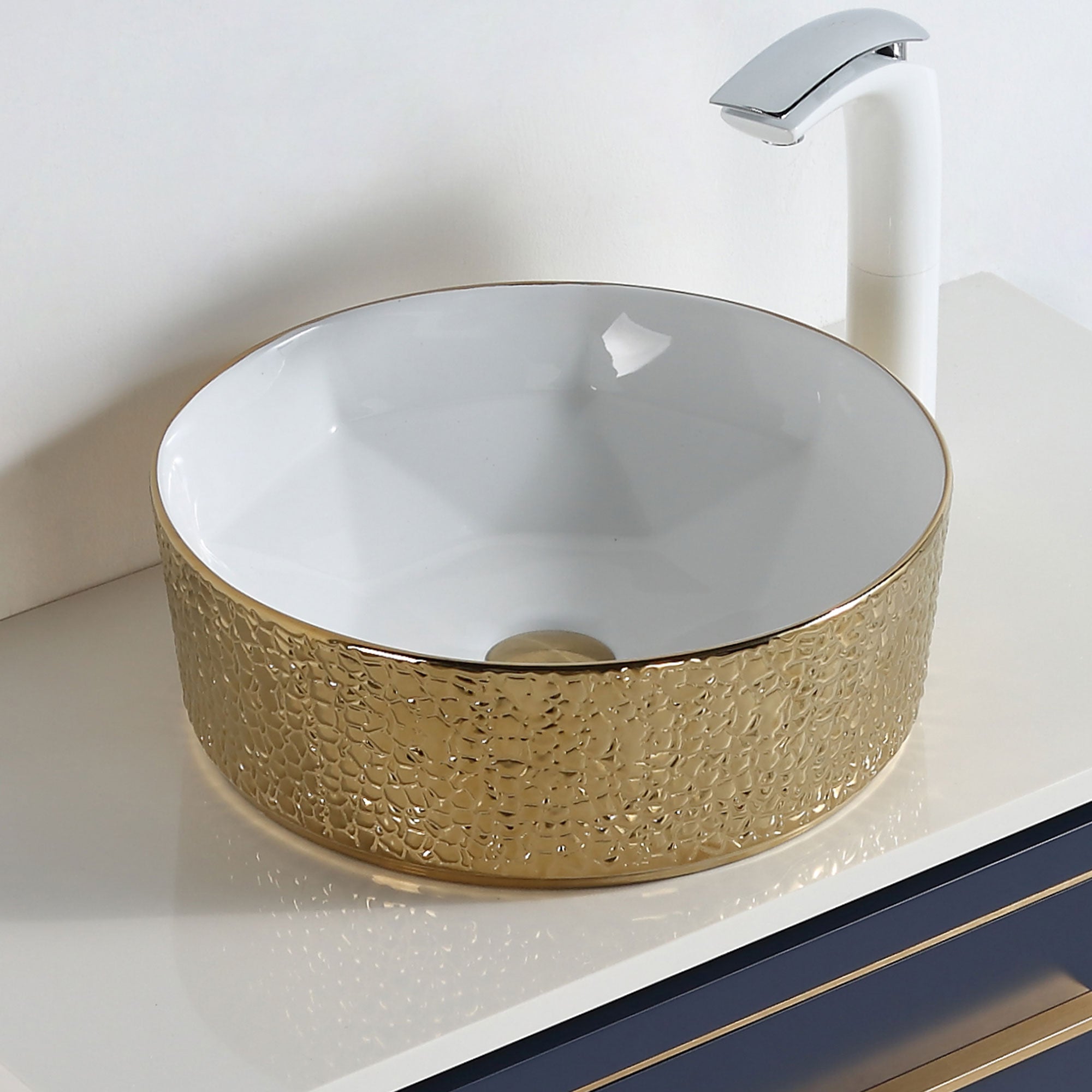 Dowell 16-3/4" Bathroom Round Ceramic Vessel Sink - 6-1/4" Deep - 000 1616 16 Series