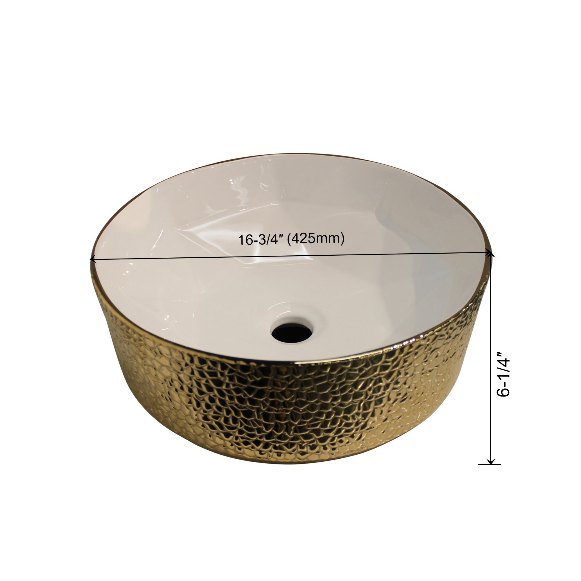 Dowell 16-3/4" Bathroom Round Ceramic Vessel Sink - 6-1/4" Deep - 000 1616 16 Series