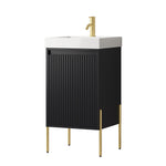 Dowell 18" Fluted Design Vanity Set ¡°(Modern Pre-Assembled Bathroom Cabinet with Soft-Close Door & Shelf, White Resin Basin,Black/Gold Legs - 002 18 Series