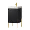 Dowell 18" Fluted Design Vanity Set ¡°(Modern Pre-Assembled Bathroom Cabinet with Soft-Close Door & Shelf, White Resin Basin,Black/Gold Legs - 002 18 Series