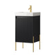 Dowell 18" Fluted Design Vanity Set ¡°(Modern Pre-Assembled Bathroom Cabinet with Soft-Close Door & Shelf, White Resin Basin,Black/Gold Legs - 002 18 Series