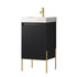 Dowell 18" Fluted Design Charcoal Vanity Set – Modern Pre-Assembled Bathroom Cabinet with Soft-Close Door & Shelf, White Resin Basin,Black/Gold Legs - 002 18 Series