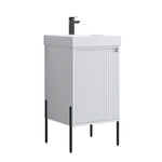 Dowell 18" Fluted Design Vanity Set ¡°(Modern Pre-Assembled Bathroom Cabinet with Soft-Close Door & Shelf, White Resin Basin,Black/Gold Legs - 002 18 Series