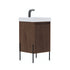 Dowell 18" Fluted Design Walnut Vanity Set – Modern Pre-Assembled Bathroom Cabinet with Soft-Close Door & Shelf, White Resin Basin,Black/Gold Legs - 002 18 Series