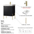 Dowell 24" Fluted Design Vanity Set ¡°(Modern Pre-Assembled Bathroom Cabinet with Soft-Close Doors & Shelf, Ceramic/Resin Basin, Black/Golden Legs - 002 24 Series