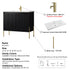 Dowell 36¡°(Fluted Bathroom Vanity Set ¡°(Assembled Cabinet Base with 2 Soft-Close Doors, Shelves & Ceramic/Resin Single Basin, Black/Golden Legs- 002 36 Series