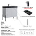 Dowell 36¡°(Fluted Bathroom Vanity Set ¡°(Assembled Cabinet Base with 2 Soft-Close Doors, Shelves & Ceramic/Resin Single Basin, Black/Golden Legs- 002 36 Series