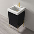 Dowell 18" Fluted Design Vanity Set ¡°(Modern Pre-Assembled Bathroom Cabinet with Soft-Close Door & Shelf, White Resin Basin,Black/Gold Legs - 002 18 Series
