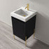 Dowell 18" Fluted Design Charcoal Vanity Set – Modern Pre-Assembled Bathroom Cabinet with Soft-Close Door & Shelf, White Resin Basin,Black/Gold Legs - 002 18 Series