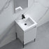 Dowell 18" Fluted Design White Vanity Set – Modern Pre-Assembled Bathroom Cabinet with Soft-Close Door & Shelf, White Resin Basin,Black/Gold Legs - 002 18 Series