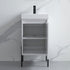 Dowell 18" Fluted Design White Vanity Set – Modern Pre-Assembled Bathroom Cabinet with Soft-Close Door & Shelf, White Resin Basin,Black/Gold Legs - 002 18 Series