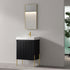 Dowell 24" Fluted Design Vanity Set ¡°(Modern Pre-Assembled Bathroom Cabinet with Soft-Close Doors & Shelf, Ceramic/Resin Basin, Black/Golden Legs - 002 24 Series