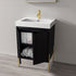 Dowell 24" Fluted Design Vanity Set ¡°(Modern Pre-Assembled Bathroom Cabinet with Soft-Close Doors & Shelf, Ceramic/Resin Basin, Black/Golden Legs - 002 24 Series