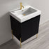 Dowell 24" Fluted Design Vanity Set ¡°(Modern Pre-Assembled Bathroom Cabinet with Soft-Close Doors & Shelf, Ceramic/Resin Basin, Black/Golden Legs - 002 24 Series