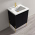 Dowell 24" Fluted Design Vanity Set ¡°(Modern Pre-Assembled Bathroom Cabinet with Soft-Close Doors & Shelf, Ceramic/Resin Basin, Black/Golden Legs - 002 24 Series