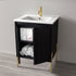 Dowell 24" Fluted Design Vanity Set ¡°(Modern Pre-Assembled Bathroom Cabinet with Soft-Close Doors & Shelf, Ceramic/Resin Basin, Black/Golden Legs - 002 24 Series