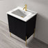 Dowell 24" Fluted Design Vanity Set ¡°(Modern Pre-Assembled Bathroom Cabinet with Soft-Close Doors & Shelf, Ceramic/Resin Basin, Black/Golden Legs - 002 24 Series