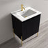 Dowell 24" Fluted Design Vanity Set ¡°(Modern Pre-Assembled Bathroom Cabinet with Soft-Close Doors & Shelf, Ceramic/Resin Basin, Black/Golden Legs - 002 24 Series