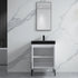 Dowell 24" Fluted Design Vanity Set ¡°(Modern Pre-Assembled Bathroom Cabinet with Soft-Close Doors & Shelf, Ceramic/Resin Basin, Black/Golden Legs - 002 24 Series