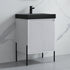 Dowell 24" Fluted Design Vanity Set ¡°(Modern Pre-Assembled Bathroom Cabinet with Soft-Close Doors & Shelf, Ceramic/Resin Basin, Black/Golden Legs - 002 24 Series