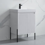 Dowell 24" Fluted Design Vanity Set ¡°(Modern Pre-Assembled Bathroom Cabinet with Soft-Close Doors & Shelf, Ceramic/Resin Basin, Black/Golden Legs - 002 24 Series