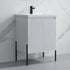 Dowell 24" Fluted Design Vanity Set ¡°(Modern Pre-Assembled Bathroom Cabinet with Soft-Close Doors & Shelf, Ceramic/Resin Basin, Black/Golden Legs - 002 24 Series