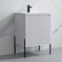 Dowell 24" Fluted Design Vanity Set ¡°(Modern Pre-Assembled Bathroom Cabinet with Soft-Close Doors & Shelf, Ceramic/Resin Basin, Black/Golden Legs - 002 24 Series