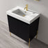 Dowell 30¡°(Fluted Bathroom Vanity Set ¡°(Pre-Assembled Cabinet Base with 2 Soft-Close Doors, Shelves & Ceramic/Resin Single Basin, Black/Golden Legs - 002 30 Series