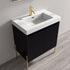 Dowell 30¡°(Fluted Bathroom Vanity Set ¡°(Pre-Assembled Cabinet Base with 2 Soft-Close Doors, Shelves & Ceramic/Resin Single Basin, Black/Golden Legs - 002 30 Series