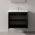 Dowell 30¡°(Fluted Bathroom Vanity Set ¡°(Pre-Assembled Cabinet Base with 2 Soft-Close Doors, Shelves & Ceramic/Resin Single Basin, Black/Golden Legs - 002 30 Series
