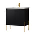 Dowell 30¡°(Fluted Bathroom Vanity Set ¡°(Pre-Assembled Cabinet Base with 2 Soft-Close Doors, Shelves & Ceramic/Resin Single Basin, Black/Golden Legs - 002 30 Series