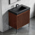 Dowell 30¡°(Fluted Bathroom Vanity Set ¡°(Pre-Assembled Cabinet Base with 2 Soft-Close Doors, Shelves & Ceramic/Resin Single Basin, Black/Golden Legs - 002 30 Series