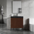 Dowell 30¡°(Fluted Bathroom Vanity Set ¡°(Pre-Assembled Cabinet Base with 2 Soft-Close Doors, Shelves & Ceramic/Resin Single Basin, Black/Golden Legs - 002 30 Series