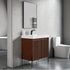 Dowell 30¡°(Fluted Bathroom Vanity Set ¡°(Pre-Assembled Cabinet Base with 2 Soft-Close Doors, Shelves & Ceramic/Resin Single Basin, Black/Golden Legs - 002 30 Series