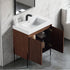 Dowell 30¡°(Fluted Bathroom Vanity Set ¡°(Pre-Assembled Cabinet Base with 2 Soft-Close Doors, Shelves & Ceramic/Resin Single Basin, Black/Golden Legs - 002 30 Series