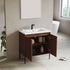 Dowell 30¡°(Fluted Bathroom Vanity Set ¡°(Pre-Assembled Cabinet Base with 2 Soft-Close Doors, Shelves & Ceramic/Resin Single Basin, Black/Golden Legs - 002 30 Series