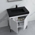 Dowell 30¡°(Fluted Bathroom Vanity Set ¡°(Pre-Assembled Cabinet Base with 2 Soft-Close Doors, Shelves & Ceramic/Resin Single Basin, Black/Golden Legs - 002 30 Series