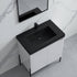 Dowell 30¡°(Fluted Bathroom Vanity Set ¡°(Pre-Assembled Cabinet Base with 2 Soft-Close Doors, Shelves & Ceramic/Resin Single Basin, Black/Golden Legs - 002 30 Series