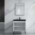 Dowell 30¡°(Fluted Bathroom Vanity Set ¡°(Pre-Assembled Cabinet Base with 2 Soft-Close Doors, Shelves & Ceramic/Resin Single Basin, Black/Golden Legs - 002 30 Series