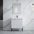 Dowell 30¡°(Fluted Bathroom Vanity Set ¡°(Pre-Assembled Cabinet Base with 2 Soft-Close Doors, Shelves & Ceramic/Resin Single Basin, Black/Golden Legs - 002 30 Series