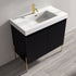 Dowell 36¡°(Fluted Bathroom Vanity Set ¡°(Assembled Cabinet Base with 2 Soft-Close Doors, Shelves & Ceramic/Resin Single Basin, Black/Golden Legs- 002 36 Series