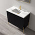 Dowell 36¡°(Fluted Bathroom Vanity Set ¡°(Assembled Cabinet Base with 2 Soft-Close Doors, Shelves & Ceramic/Resin Single Basin, Black/Golden Legs- 002 36 Series
