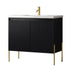 Dowell 36¡°(Fluted Bathroom Vanity Set ¡°(Assembled Cabinet Base with 2 Soft-Close Doors, Shelves & Ceramic/Resin Single Basin, Black/Golden Legs- 002 36 Series