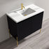 Dowell 36¡°(Fluted Bathroom Vanity Set ¡°(Assembled Cabinet Base with 2 Soft-Close Doors, Shelves & Ceramic/Resin Single Basin, Black/Golden Legs- 002 36 Series