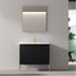 Dowell 36¡°(Fluted Bathroom Vanity Set ¡°(Assembled Cabinet Base with 2 Soft-Close Doors, Shelves & Ceramic/Resin Single Basin, Black/Golden Legs- 002 36 Series