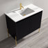 Dowell 36¡°(Fluted Bathroom Vanity Set ¡°(Assembled Cabinet Base with 2 Soft-Close Doors, Shelves & Ceramic/Resin Single Basin, Black/Golden Legs- 002 36 Series