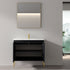 Dowell 36¡°(Fluted Bathroom Vanity Set ¡°(Assembled Cabinet Base with 2 Soft-Close Doors, Shelves & Ceramic/Resin Single Basin, Black/Golden Legs- 002 36 Series