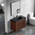 Dowell 36¡°(Fluted Bathroom Vanity Set ¡°(Assembled Cabinet Base with 2 Soft-Close Doors, Shelves & Ceramic/Resin Single Basin, Black/Golden Legs- 002 36 Series
