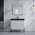Dowell 36¡°(Fluted Bathroom Vanity Set ¡°(Assembled Cabinet Base with 2 Soft-Close Doors, Shelves & Ceramic/Resin Single Basin, Black/Golden Legs- 002 36 Series