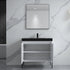Dowell 36¡°(Fluted Bathroom Vanity Set ¡°(Assembled Cabinet Base with 2 Soft-Close Doors, Shelves & Ceramic/Resin Single Basin, Black/Golden Legs- 002 36 Series